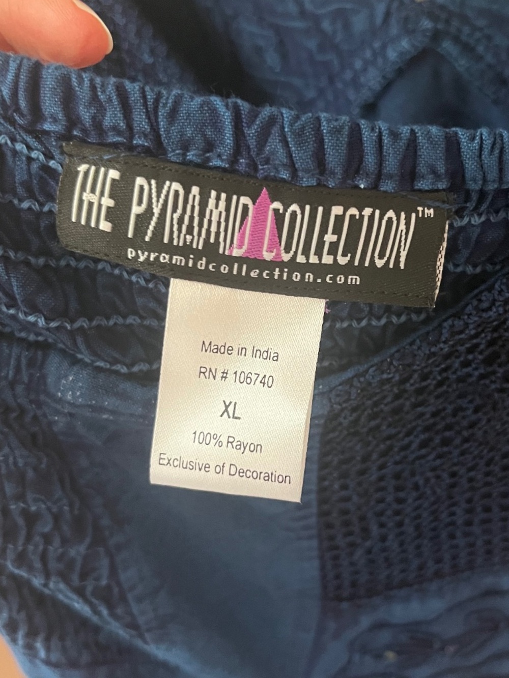 NWT Pyramid Collection Blue Midi Dress Boho Fairy Peasant Embroidery Lace XL - Picture 7 of 9